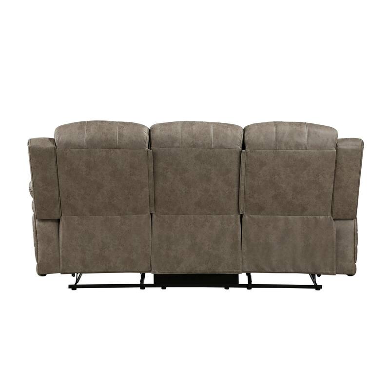 Bento 84 Inch Double Manual Recliner Sofa, Sandy Brown Polished Microfiber