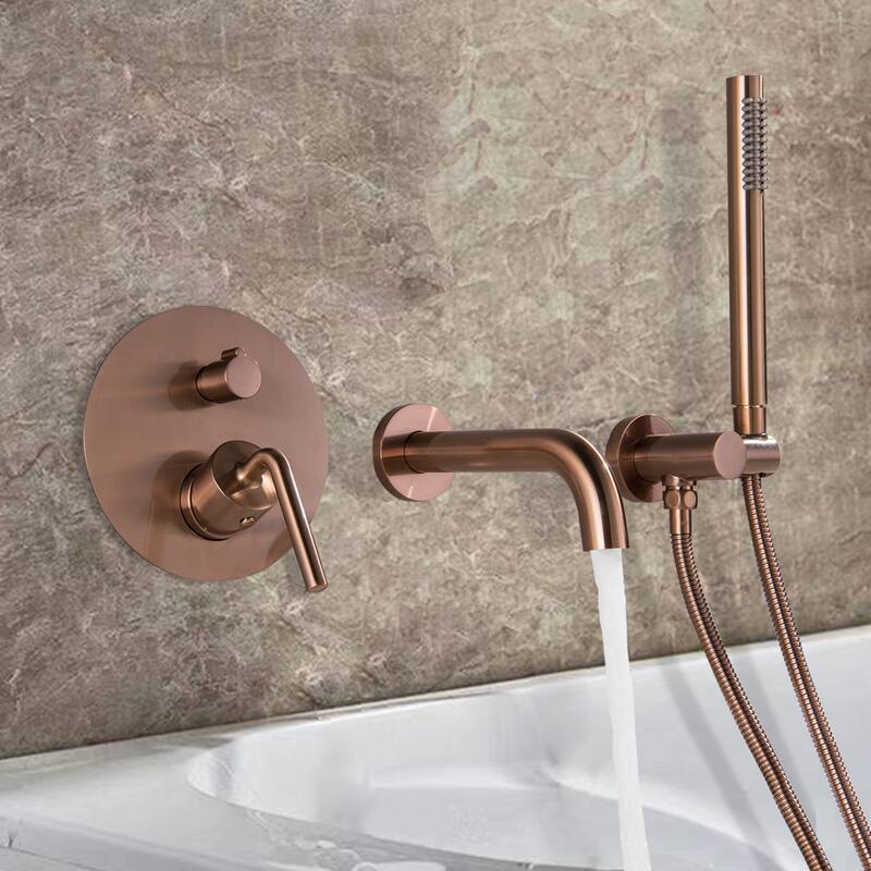 Modland Luxury Wall Mounted Bathtub Faucet With High-pressure Handheld Shower and Tub Spout
