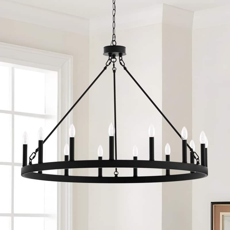 Acroma 15-light Modern Farmhouse Round Wagon Wheel Chandelier