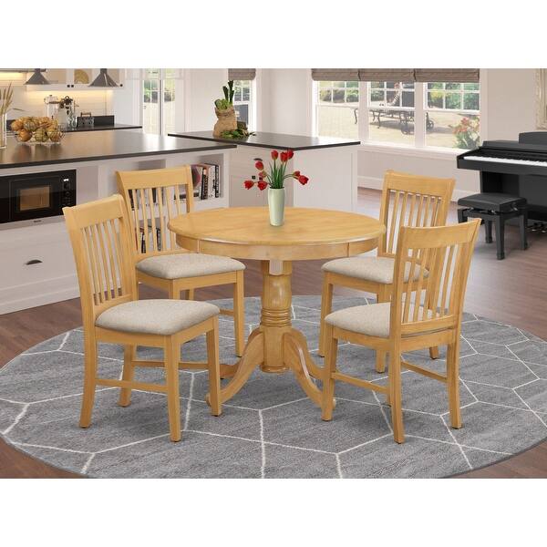 Dinette Table Set Small Kitchen Table And Set Of Dining Chairs In Oak Finish Overstock 14366403