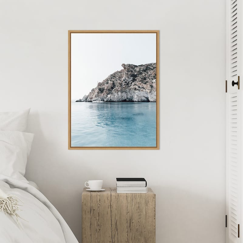 Sculptured Shoreline Milos by Bella Eve Framed Canvas Wall Art Print - Sylvie Natural