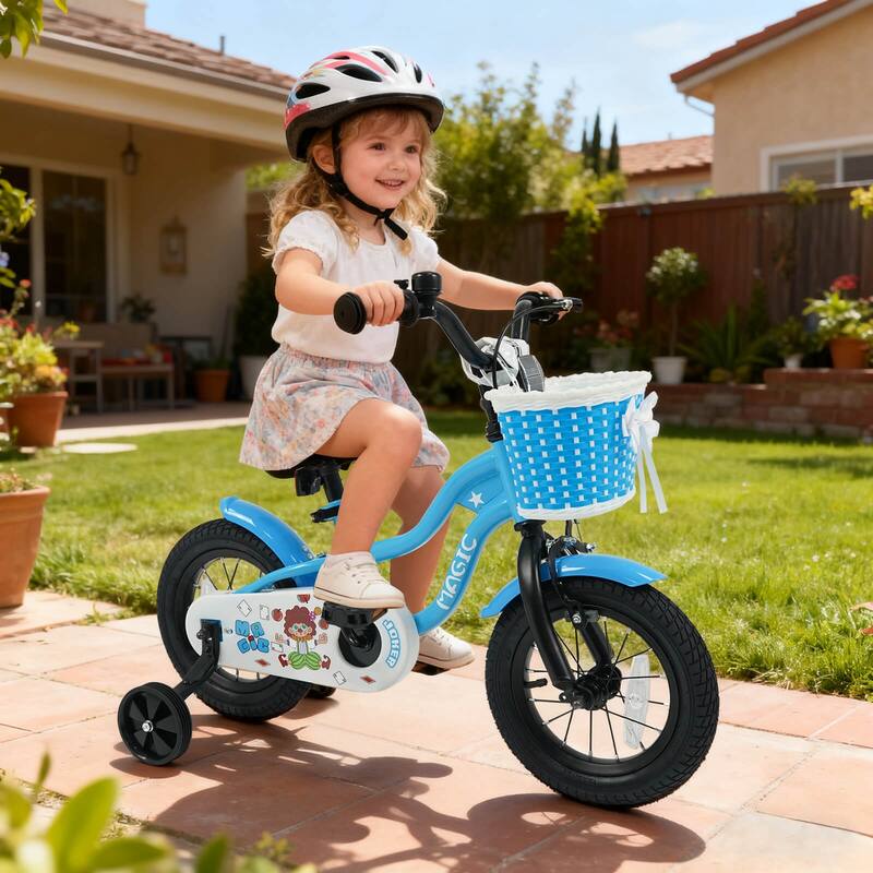 Costway 12”/14”/16”/18” Kids Bike with Training Wheels, Basket, Hand & - See Details