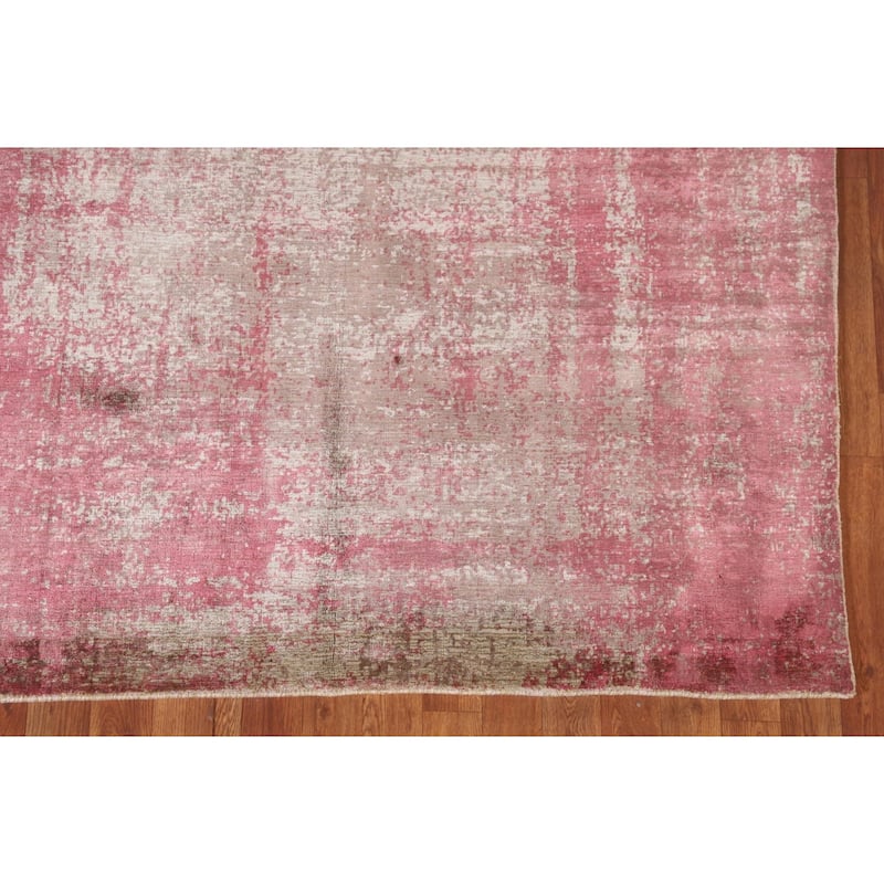 All-Over Pink Abstract Modern Area Rug Handmade Wool Carpet - 5'6" x 8'1"