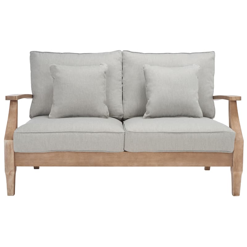SAFAVIEH Couture Martinique Wood Patio Loveseat - 56"W x 35"D x 32"H