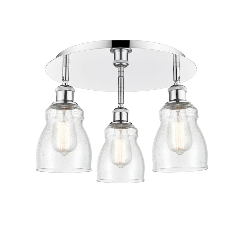 Innovations Lighting Ellery - 3 Light 17" Flush Mount - Polished Chrome/Seedy