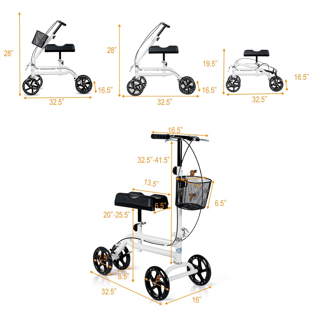 SCOOTERTRIBE 雑誌セット販売 Costway Steerable Knee Walker Deluxe Medical Knee Scooter w