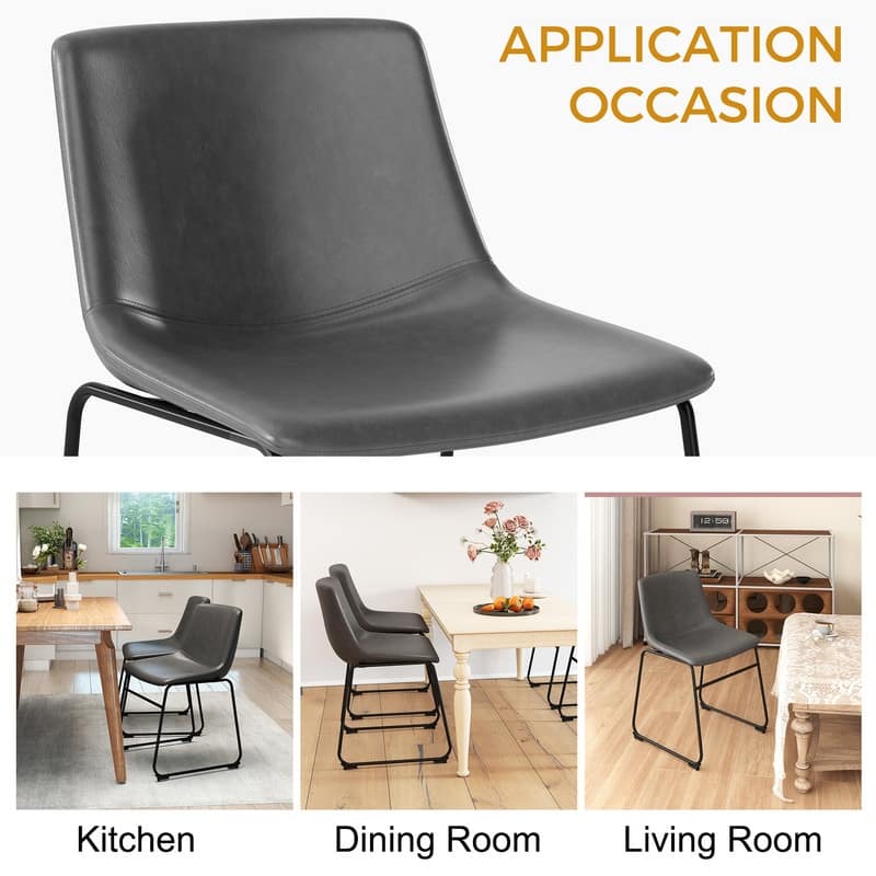 Elegant PU Leather Dining Chair with Iron Legs，Set of 2