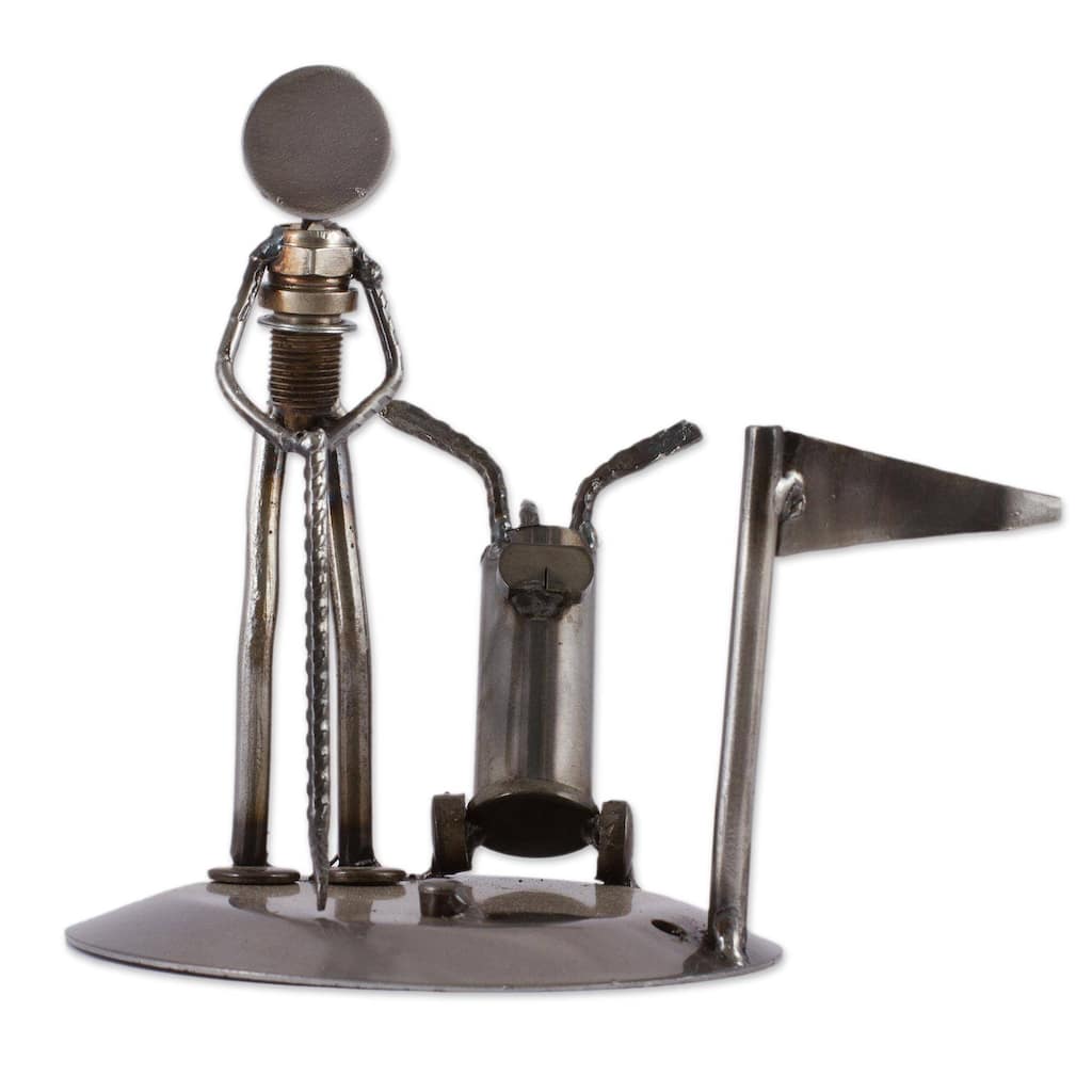 NOVICA Handmade Rustic Golf Tourney Auto Part Sculpture (Mexico)