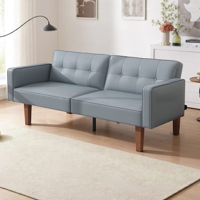 Futon Sofa Bed Faux Leather Sofa Couch Convertible Modern Loveseat Sleeper Sofa for Apartment, Office,Small Spaces