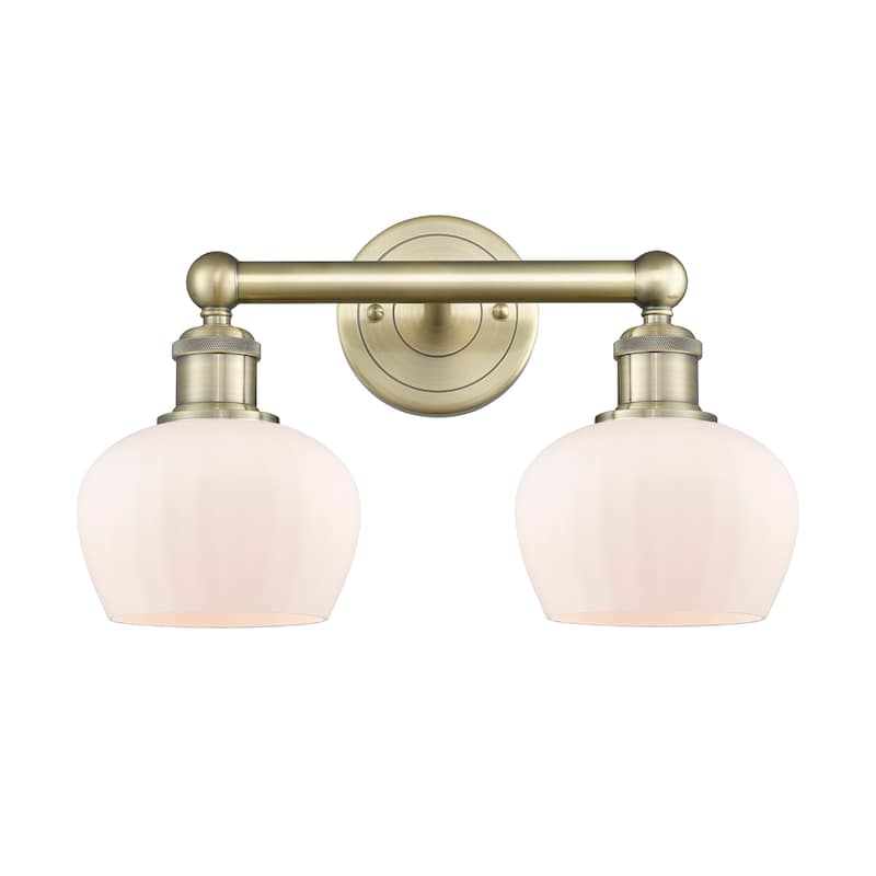 Innovations Lighting 616-2W-10-16 Fenton Vanity Fenton 2 Light 16" - Antique Brass / Matte White