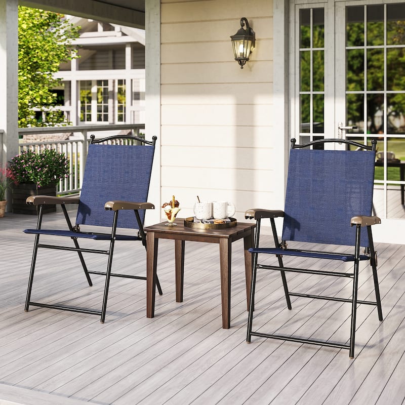 Gymax Patio Folding Chairs Set of 2 Outdoor Dining Chairs w/ Ergonomic