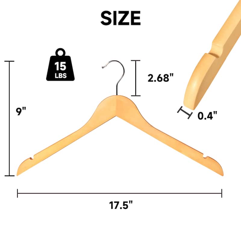 BP4U Premium Wooden Clothes Hangers, Solid Wood Coat Shirt Top Hangers for Jackets, Shirts, Dresses