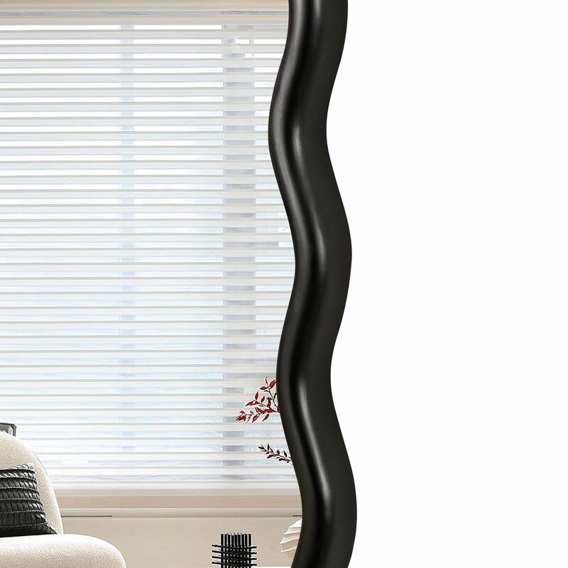 40x28 Inch Solid Wood Wavy Rectangle Mirror