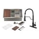 preview thumbnail 21 of 40, All-in-One Kit Undermount Single Bowl 16 Gauge Nano Brushed Stainless Steel Workstation Kitchen Sink with Faucet and Accessories Sink + Matte Black Pull Down Kitchen Faucet - 32 x 19 x 10