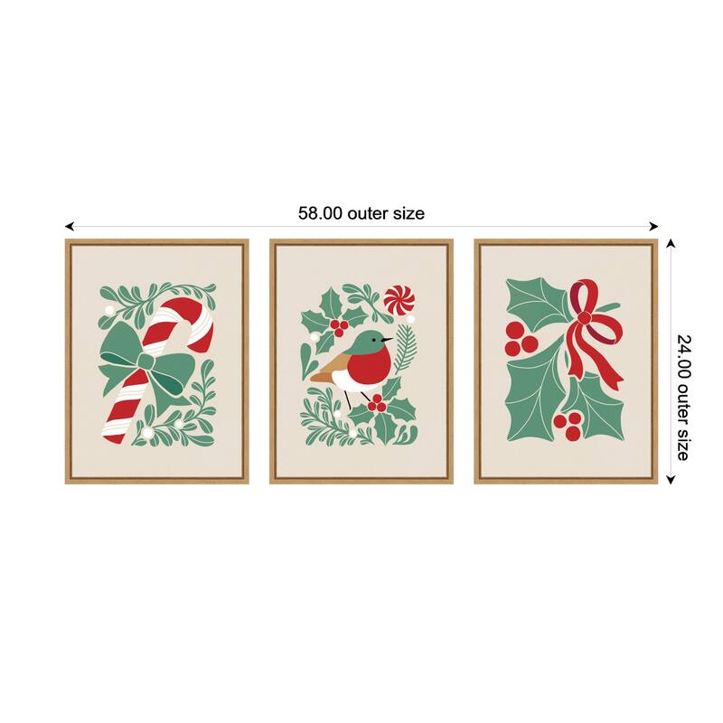 Kate and Laurel Sylvie Christmas Icons - 3 Piece Framed Canvas Art Set by Dominique Vari