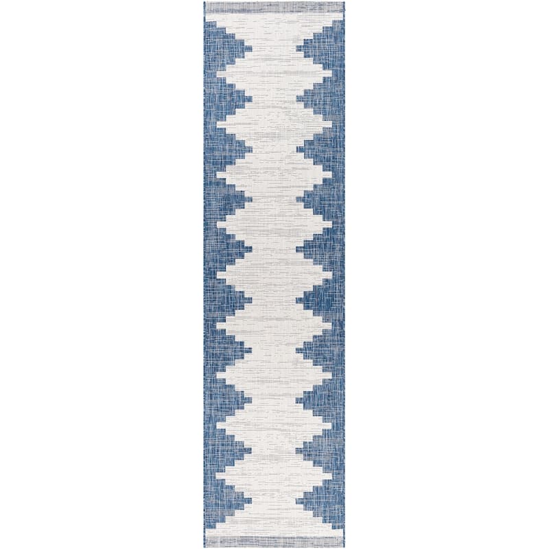 Artistic Weavers Aleida Indoor/Outdoor Modern Area Rug - 2'7" x 12' Runner - Blue