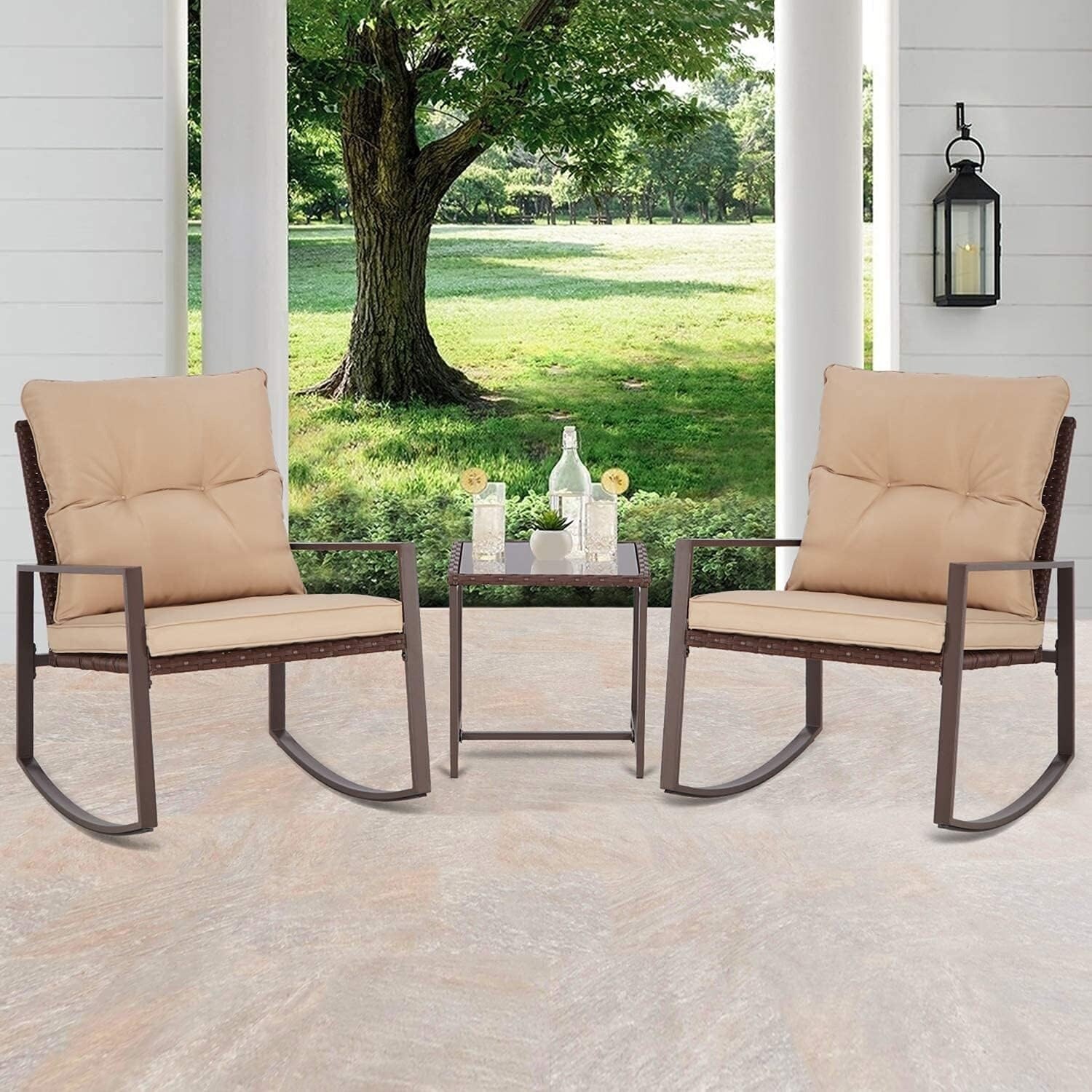 Rocking wicker best sale bistro set
