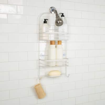 Bath Bliss Ellipse Collection Deluxe Shower Caddy in White - 10.5"x 4.6"x 25.5"