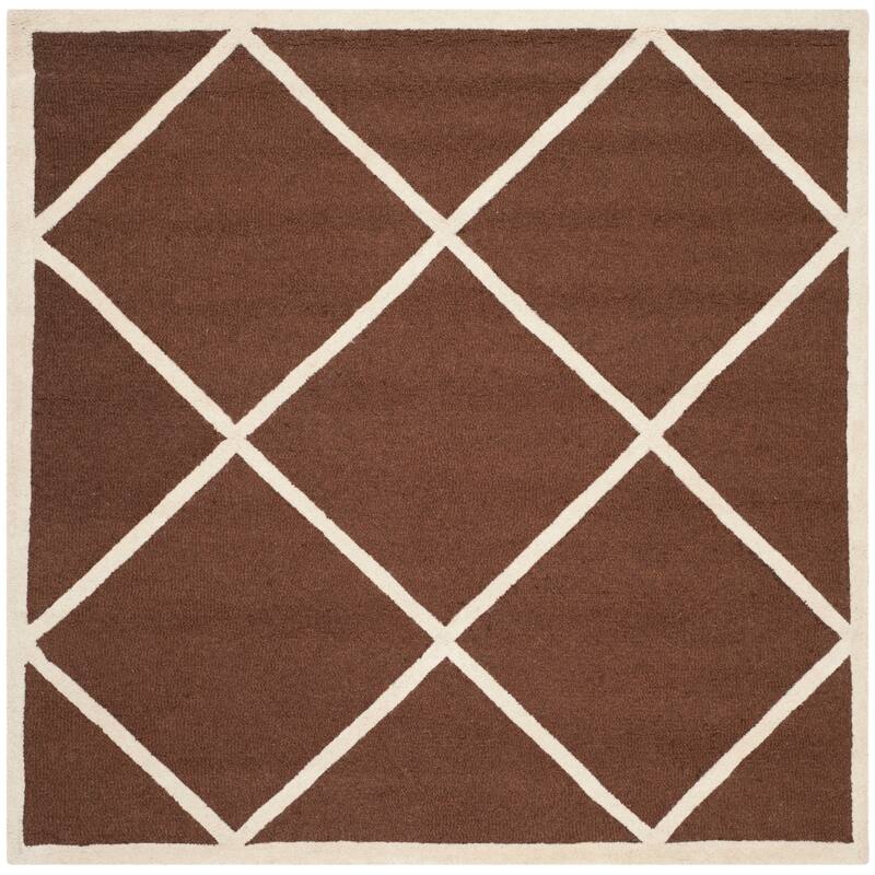 SAFAVIEH Handmade Cambridge Vija Modern Moroccan Wool Rug - 6' Square - Dark Brown/Ivory