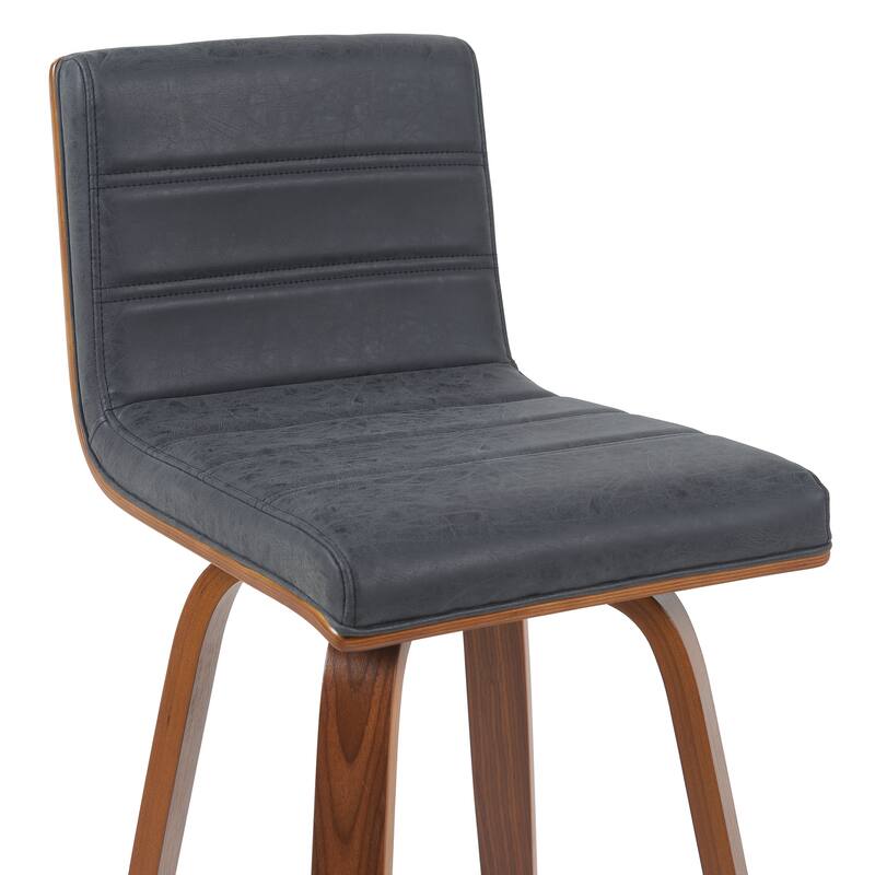 Skara Swivel Bar Stool, Upholstered Bar Height Chair with Bentwood Frame