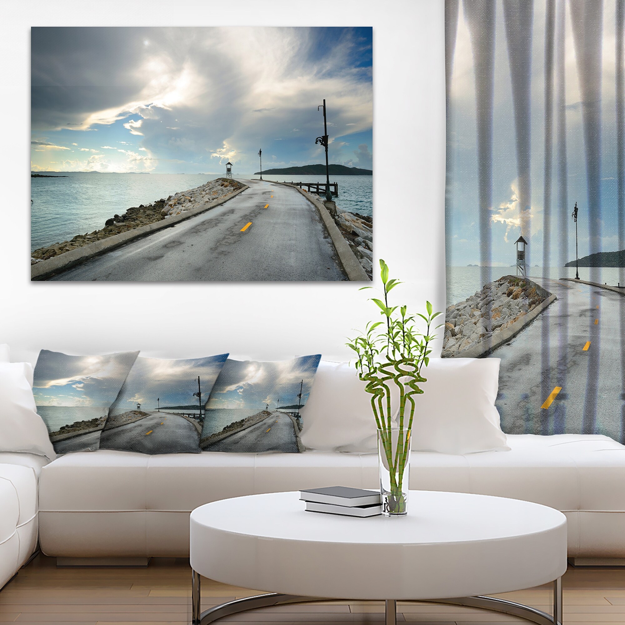 Vintage Pathway into the Ocean - Sea Bridge Canvas Wall  Mini-image