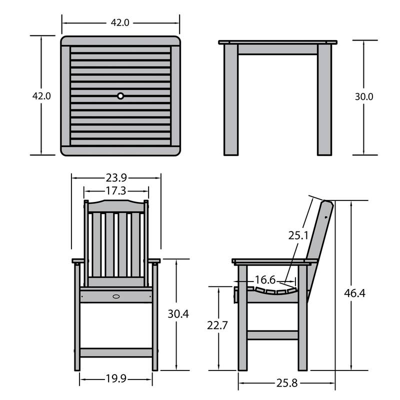 Lehigh 5-piece Outdoor Counter Height Dining Set - 42" x 42" Table