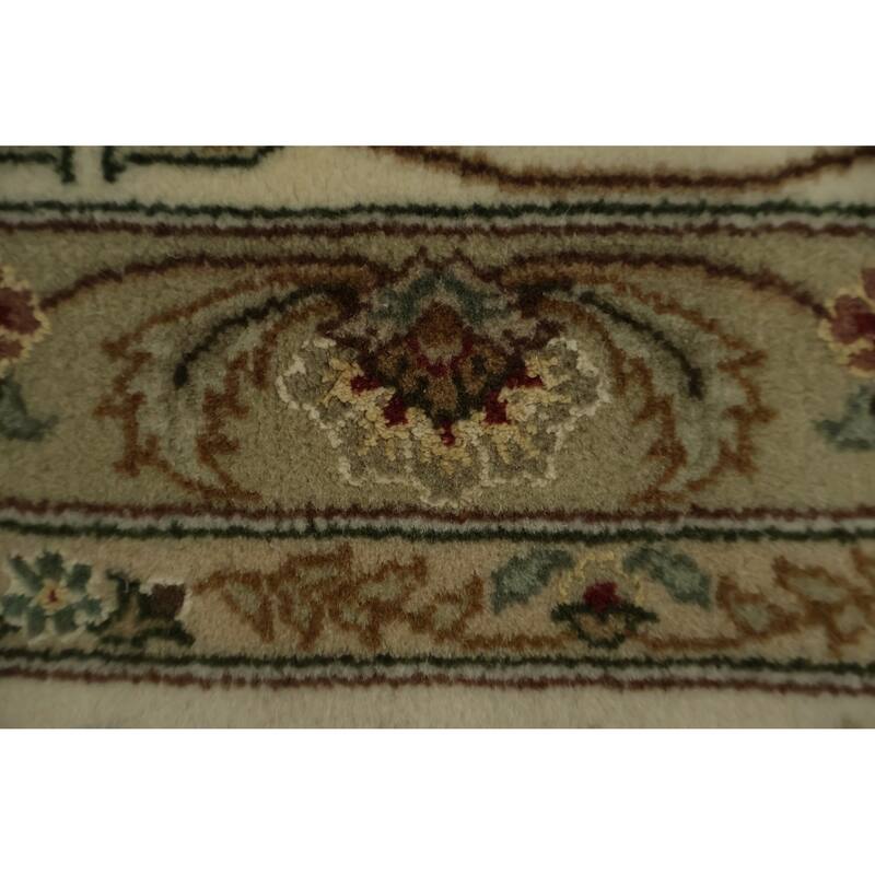 Hand Knotted Oriental 100% Wool Carpet Traditional Floral Beige & Ivories Kashan Area Rug - 11' 3'' X 8' 9''