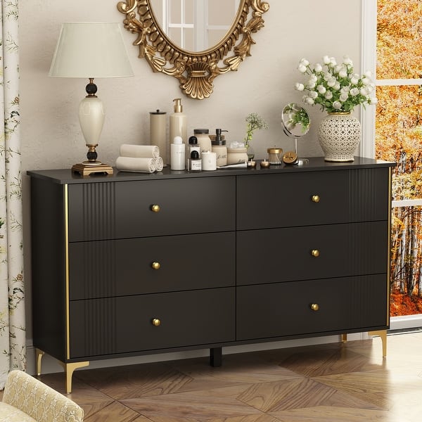 wood dresser with metal accents 53" Boho Rattan Dresser for Bedroom & Living Room  6 Drawer Farmhouse Chest  with Wood & Metal Accents : Target