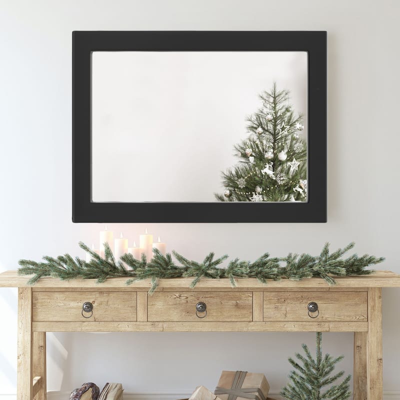 Farmhouse Style Wooden Square Mirror, Pastoral Style in The Bathroom