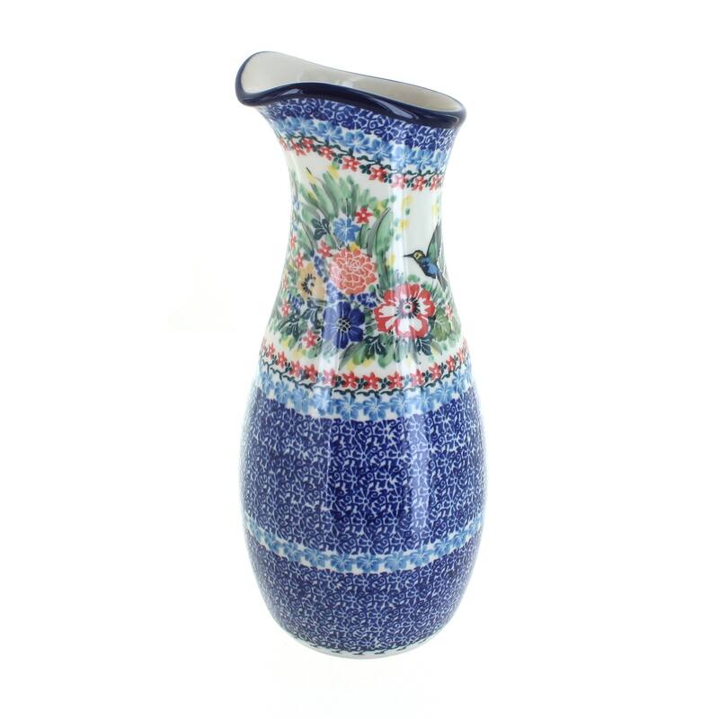 Blue Rose Polish Pottery D18 Ceramika Artystyczna Water Carafe - Hummingbird