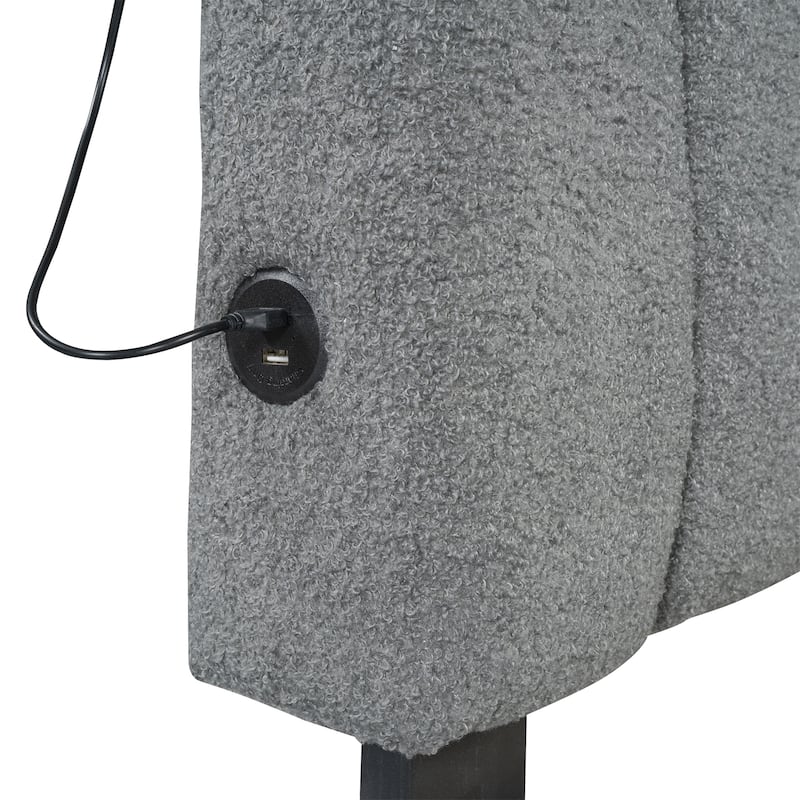Teddy Fleece Twin Size Upholstered Platform Bed with Trundle
