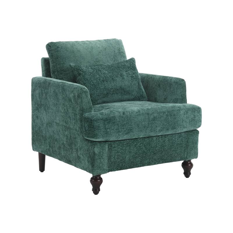 Tufted Club Chair Office Chair, Emerald Vintage Sofa Chair Armchair Leisure Chair Accent Chair with Wooden Frame