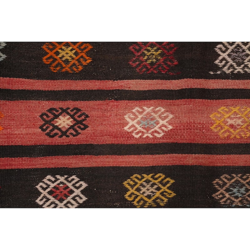 Hand Woven Oriental 100% Wool Carpet Southwestern Tribal Multi-Colored Kilim Area Rug - 9' 10'' X 6' 4''