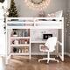 preview thumbnail 1 of 25, Full Size Wooden Loft Bed with Shelves, Desk and Writing Board, White White
