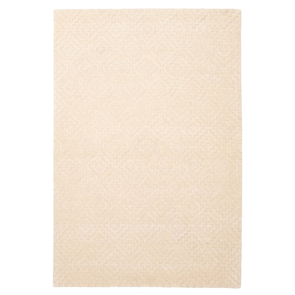ECARPETGALLERY Hand Tufted Timeless Cream Wool Rug - 5'1 x 7'8