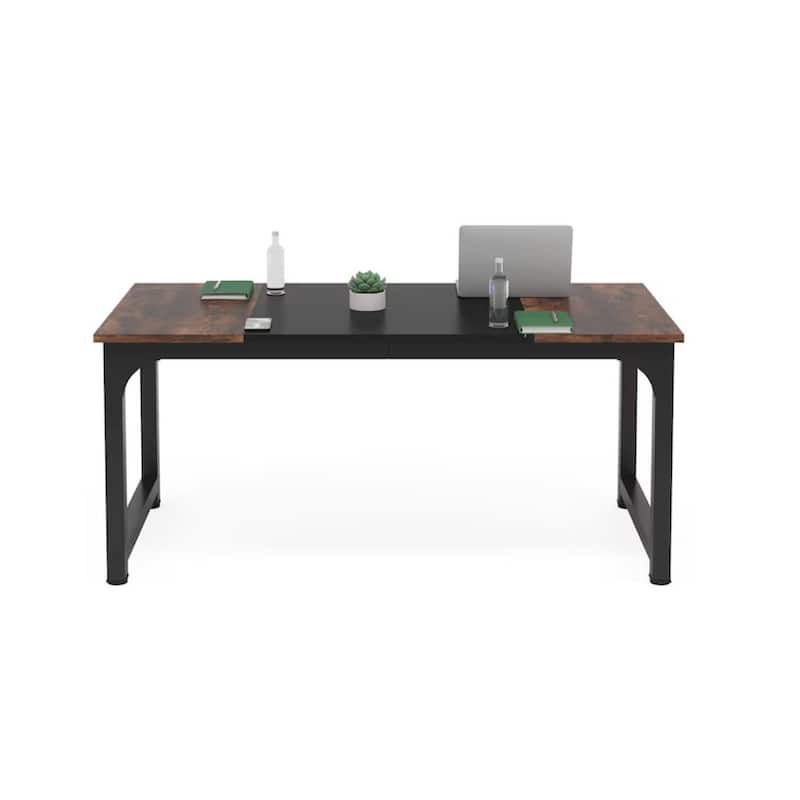 63" Executive Desk, Large Modern Office Computer Workstation with Thick Metal Frame, Business Furniture for Home Office
