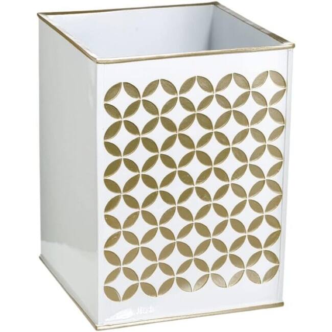 Creative Scents Diamond Lattice White Elegant Bathroom Trash Can - gold