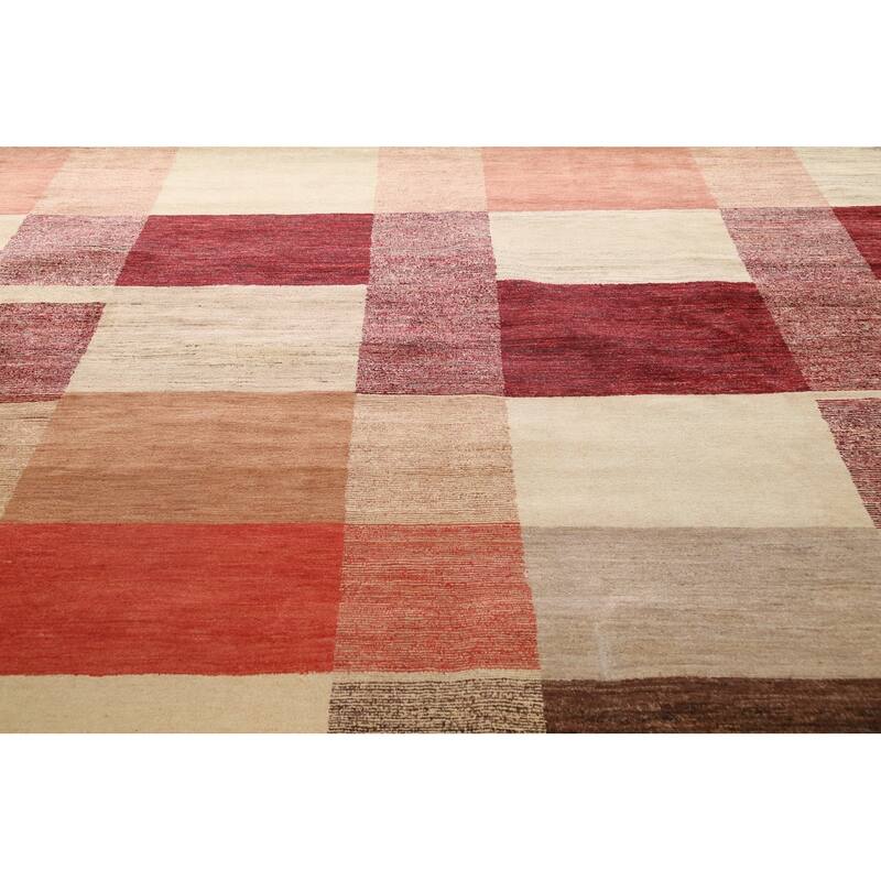 Hand Knotted Oriental 100% Wool Carpet Tribal All-Over Multi-Colored Gabbeh (kashkoli) Area Rug - 11' 8'' X 9' 2''