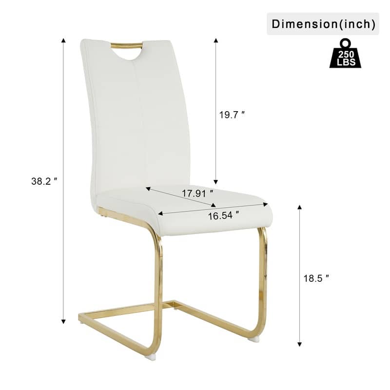 Modern Dining Room Chairs with Faux Leather Padded Seat and Golden Metal Legs（Set of 4）
