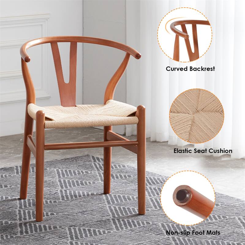 Set of 2 Mid-Century Modern Wooden Dining Chairs,Fully Assembled