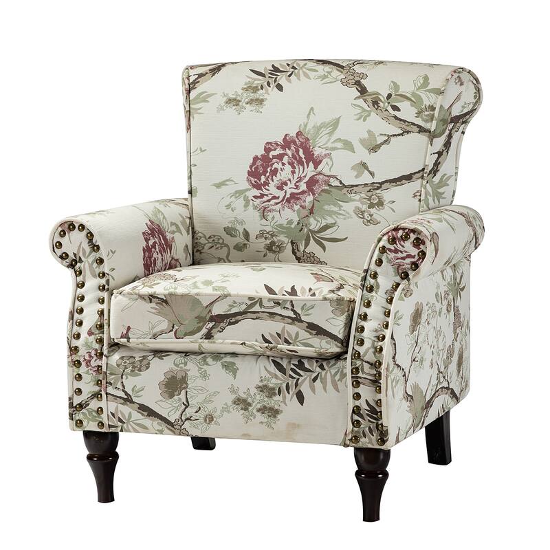 Nyctelius Nailhead Trim Traditional Accent Armchair with Rolled Arms by HULALA HOME