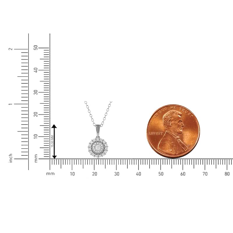 1/6ct Diamond Miracle Plate Floral Halo Pendant Necklace in Silver for Women - White