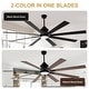 preview thumbnail 7 of 12, Cusp Barn 72 Inch Indoor/Outdoor Black Modern Large Ceiling Fan with Lights and Remote, Reversible Quiet DC Motor Ceiling Fan