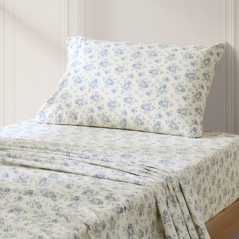 Lush Decor Rose Garden Blue Cotton Sheet Set