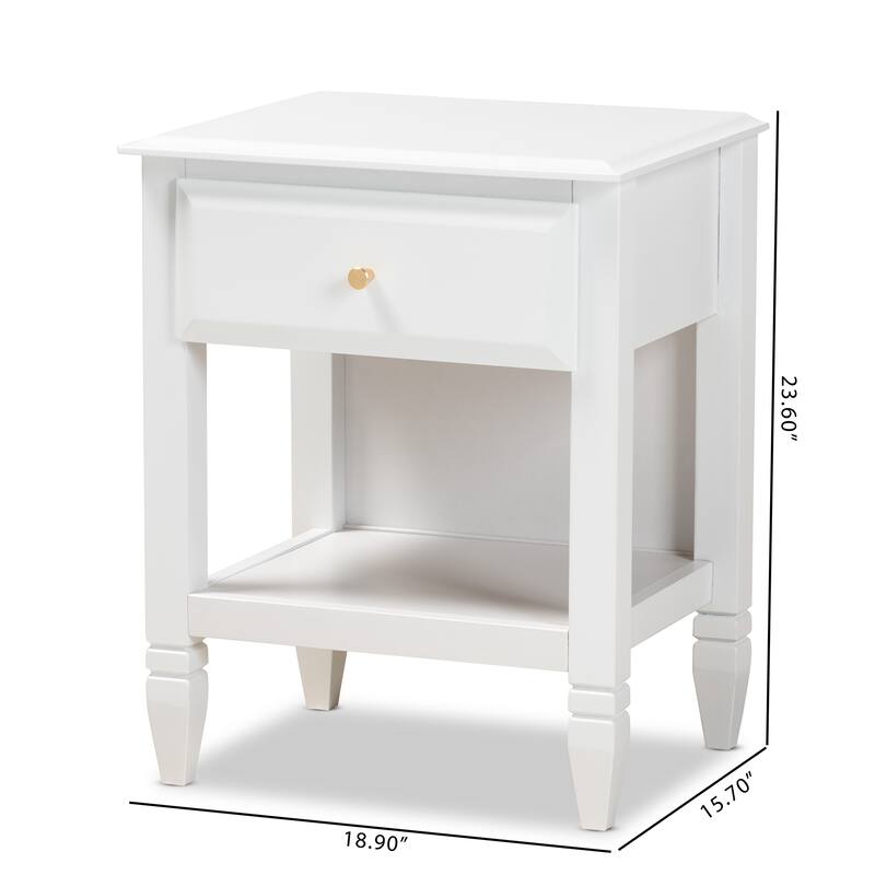 Naomi Classic and Transitional 1-Drawer Bedroom Nightstand