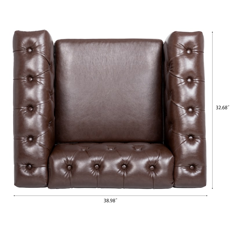 38.98" Buttons Tufted Accent Chair with Birch Legs