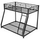 preview thumbnail 8 of 9, Black Twin over Full Size Metal Floor Bunk Bed with Fence and Ladder for Kids, Bedroom