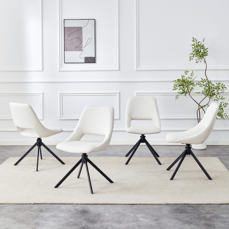 Comfortable Swivel Dining Chairs Set of 4, Metal Kitchen Chairs with GoldMesh Scratch-Resistant Leather and High Back