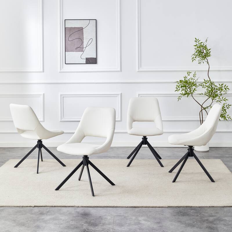 Modern PU Leather Dining Chair Swivel Dining Chair with Anti-Scratch Leather and High Back,for Kitchen, 4-Piece Set