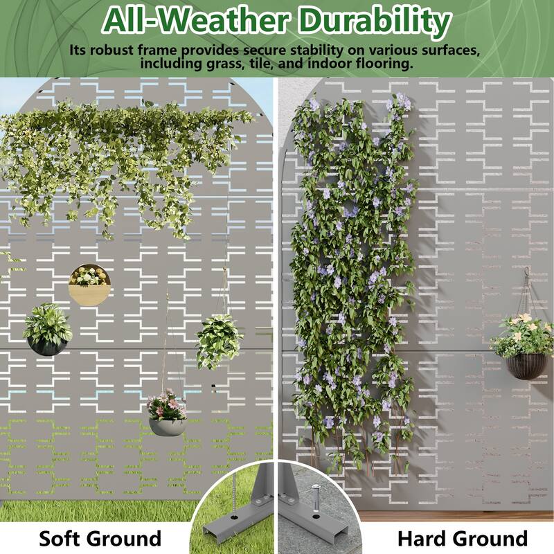 72" H×47"W Dovelina Black Outdoor Freestanding Metal Privacy Screen Decorative Garden Fence